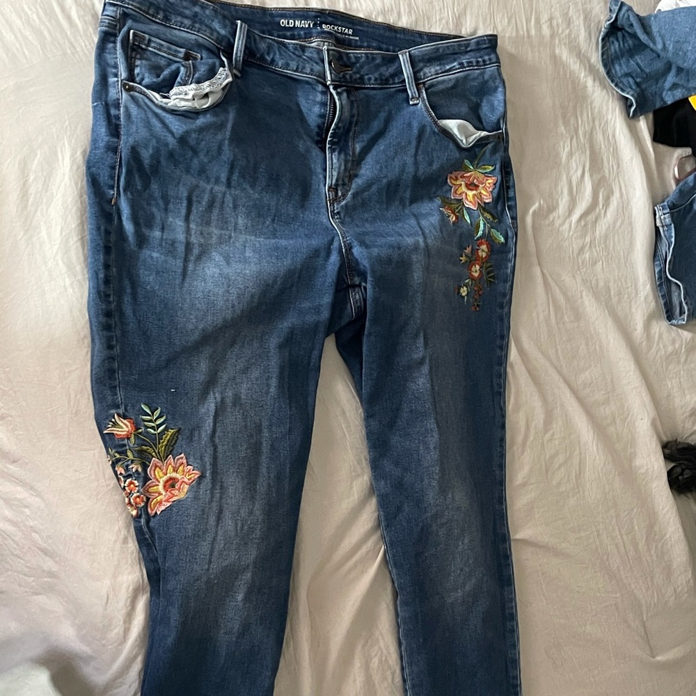 embroidered jeans
